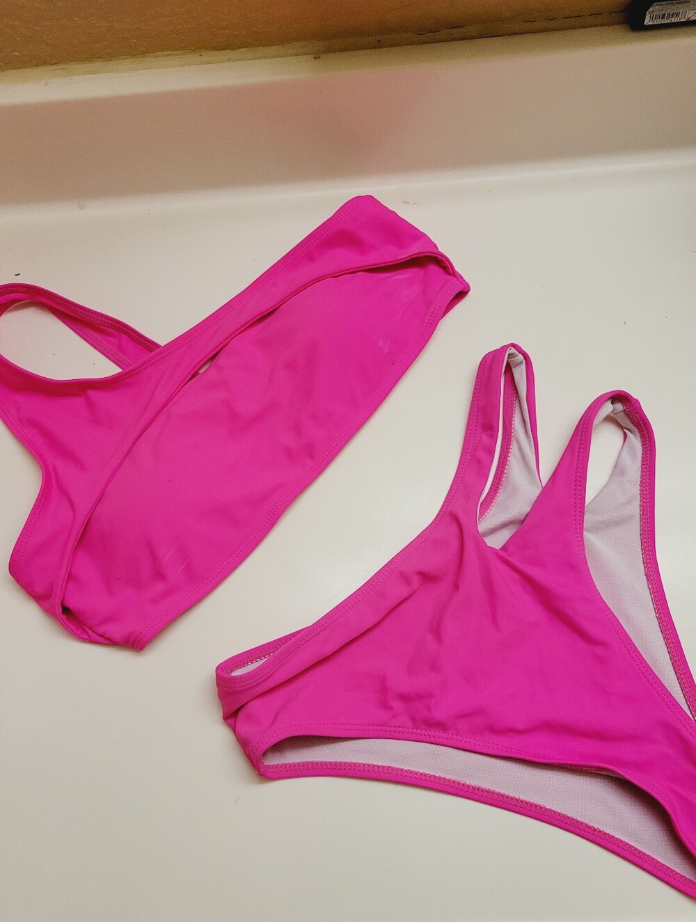 Shein Womens Bright Pink 2 Piece Bikini Set Size Medium
